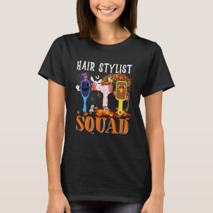 Hairstylist Squad Thanksgiving Halloween Fall Tre T-Shirt