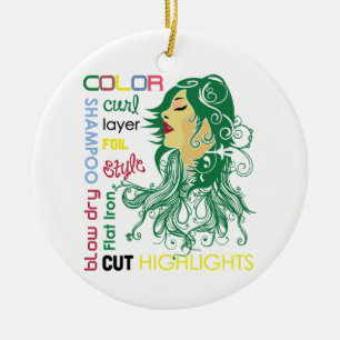 Hairstylist Terms Ceramic Tree Decoration