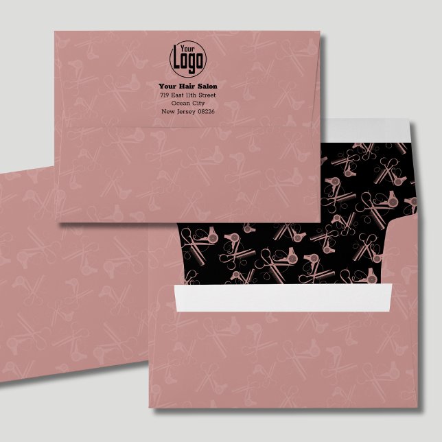 Hairstylist Tools Pink Black Hair Salon Branding Envelope (Hairstylist Tools Pink Black Hair Salon Branding Envelope)
