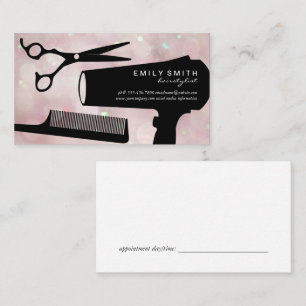 Hairstylist Tools Pink Bokeh Appointment Card