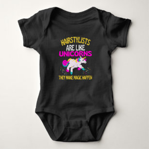 Hairstylist Unicorn , Magical Unicorn Hairdresser Baby Bodysuit