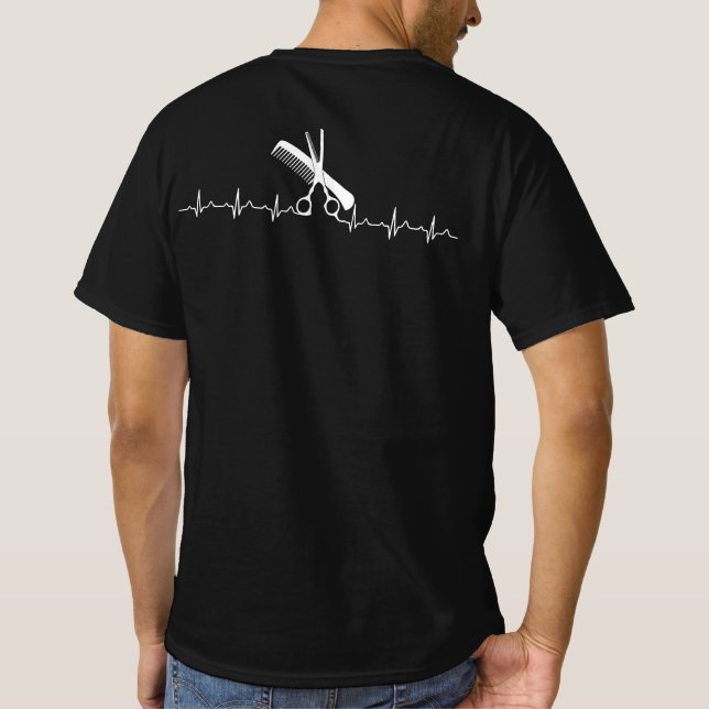 Hairstylists Heartbeat Love Hairdresser T-Shirt (Back)