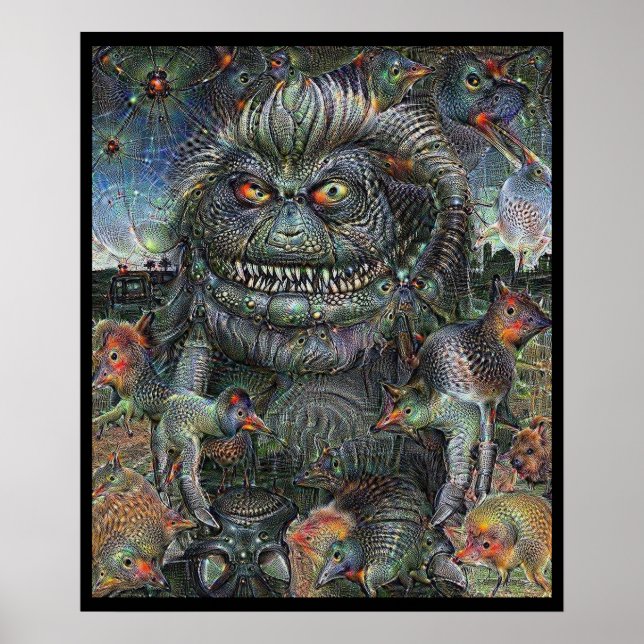 Hairy Alien Deep Dream Poster (Front)