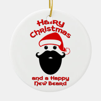 Hairy Christmas, Happy New Beard Ceramic Tree Decoration
