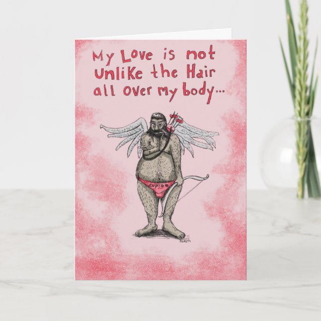 Hairy Cupid Valentines Holiday Card (Front)