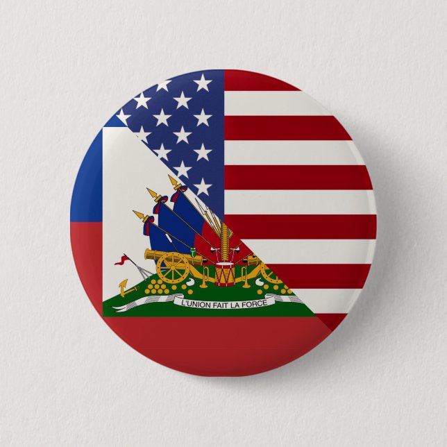 Haiti America Flag | Half Haitian American Flag Ay 6 Cm Round Badge (Front)