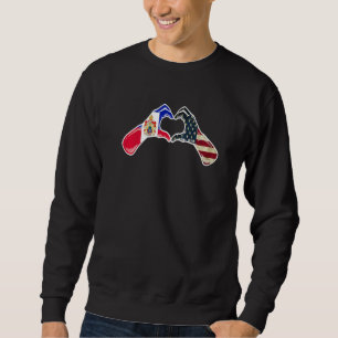 Haiti American USA Flag - USA Haitian Heart Premiu Sweatshirt
