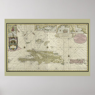 Haiti and Dominican Republic 1720 Dutch Chart Map