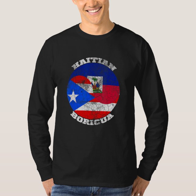 Haiti and Puerto Rico flag, Half Haitian Half Bori T-Shirt (Front)