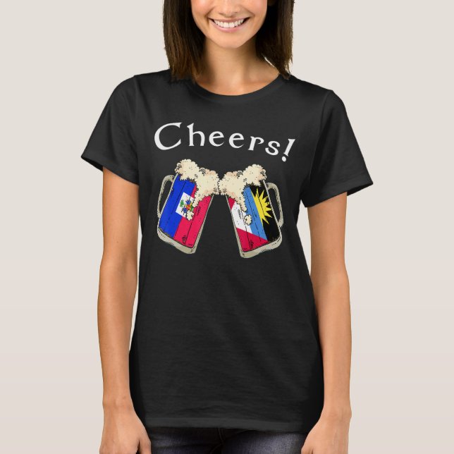 Haiti Antigua Barbuda Flag Cheers Beer Grown Patri T-Shirt (Front)
