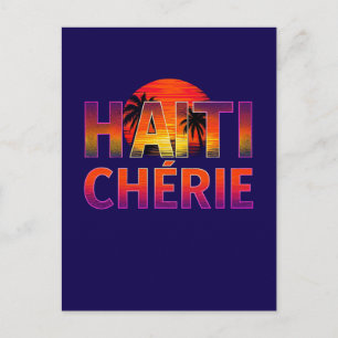 Haiti Chérie - Sunset tropical neon Postcard