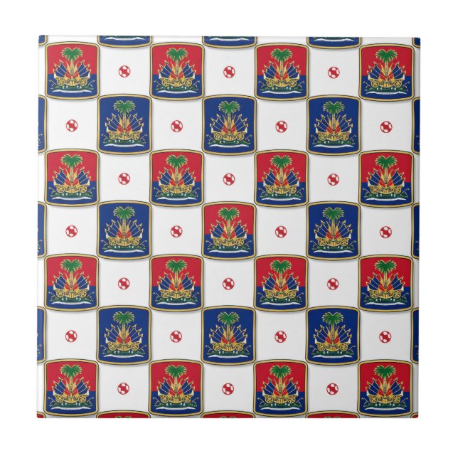Haiti Coat of Arms Chequerboard Pattern — Haitian  Tile (Front)