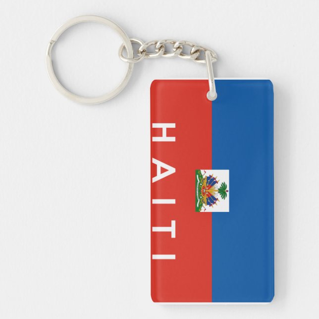 haiti country flag symbol name text key ring (Front)