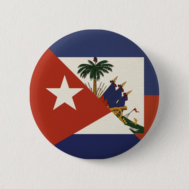 Haiti Cuba Flag | Haitian Cuban Ayiti Cubano 6 Cm Round Badge (Front)