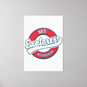 Haiti explorer into adventure retro logo canvas print