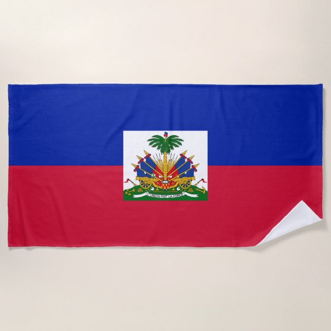 Haiti Flag Beach Towel (Front)
