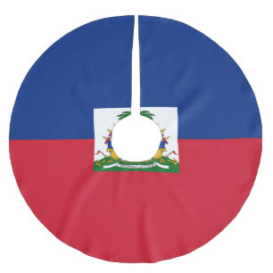 Haiti flag brushed polyester tree skirt