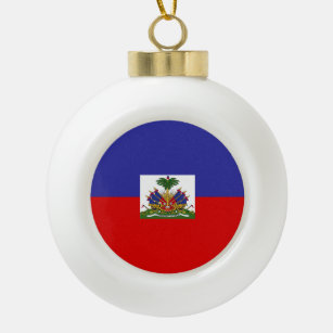 Haiti Flag Ceramic Ball Christmas Ornament