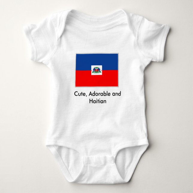 haiti-flag, Cute, Adorable and Haitian Baby Bodysuit (Front)