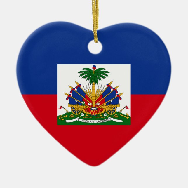 Haiti Flag Heart Ceramic Tree Decoration (Front)