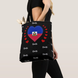 Haiti Flag & Heart, Haitian Flag fashion /sport Tote Bag