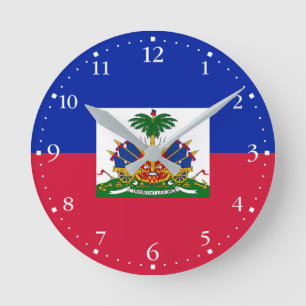 Haiti Flag Round Clock
