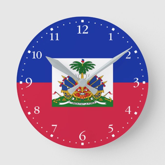 Haiti Flag Round Clock (Front)