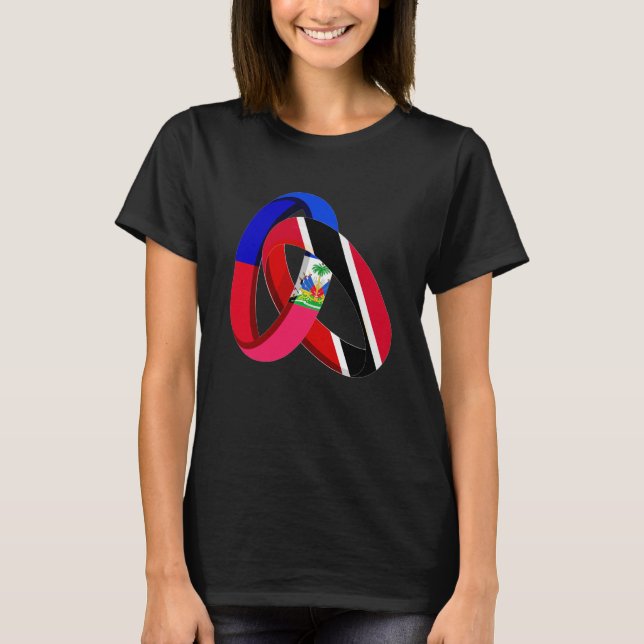 Haiti Flag Trinidad&Tobago Grown Ring Marriage Wed T-Shirt (Front)
