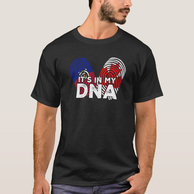 Haiti Haitian Canada Combo Mixed DNA Fingerprints  T-Shirt (Front)