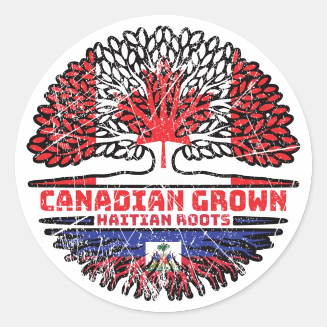 Haiti Haitian Canadian Canada Tree Roots Flag Classic Round Sticker (Front)
