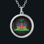 Haiti & Haitian Coat of Arms, Flag / fashion Silver Plated Necklace<br><div class="desc">Necklace: Haitian Coat of Arms,  Flag & Haiti fashion - love my country,  travel,  holiday,  country patriots / sports fans</div>
