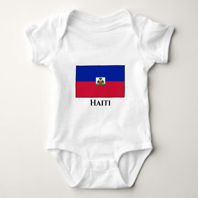 Haiti (Haitian) Flag Baby Bodysuit (Front)
