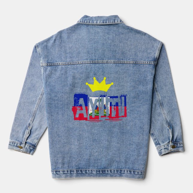 Haiti Haitian Flag Day Proud Country Love Ayiti Cr Denim Jacket (Back)
