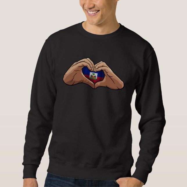 Haiti Haitian Flag Day Proud Love Ayiti Heart Sweatshirt (Front)
