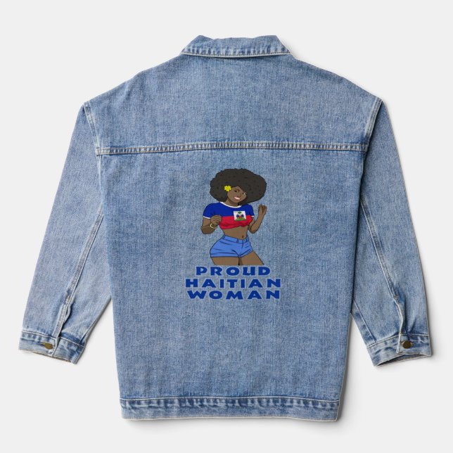 Haiti Haitian Flag Day Proud Woman Ayiti Girl  9  Denim Jacket (Back)