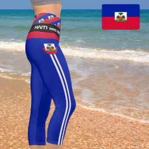 Haiti & Haitian Flag fashion, Fitness, Sports Capri Leggings