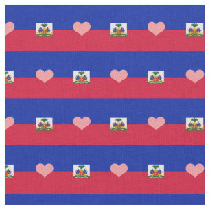 Haiti, Haitian Flag & Heart Fabric /fashion
