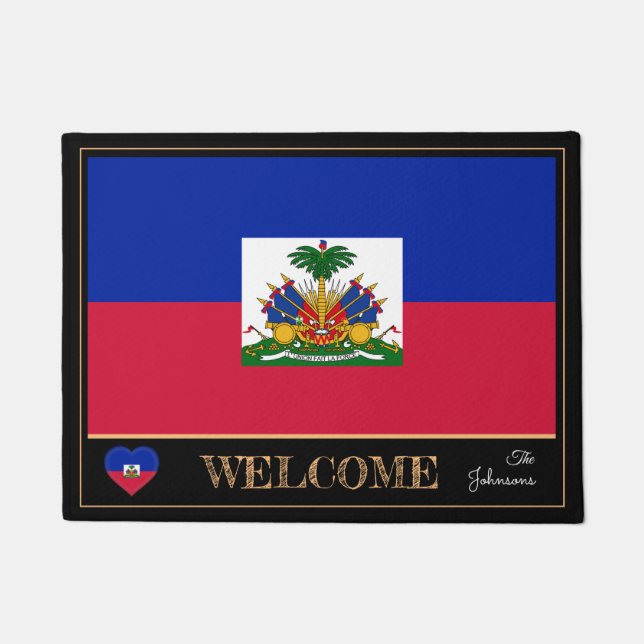 Haiti & Haitian Flag house mats /sports Welcome (Front)