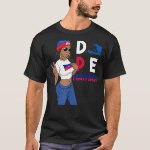 Haiti Haitian Flag Proud Ayiti Woman Girl Peace 1 T-Shirt