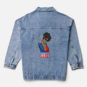 Haiti Haitian Love Flag Proud Girl Princess Queen  Denim Jacket