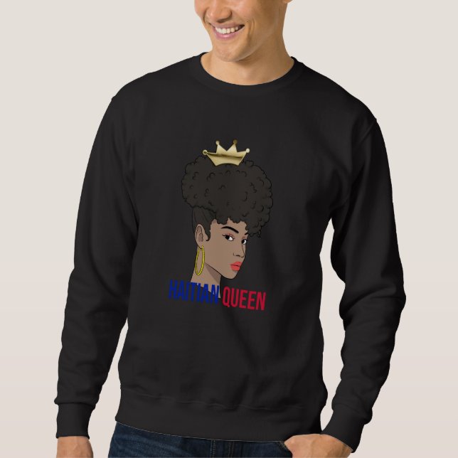 Haiti Haitian Love Flag Proud Woman Princess Crown Sweatshirt (Front)