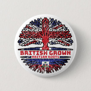 Haiti Haitian Uk United Kingdom British Tree Roots 6 Cm Round Badge
