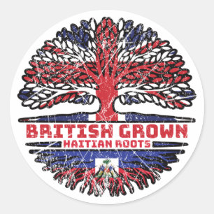 Haiti Haitian Uk United Kingdom British Tree Roots Classic Round Sticker