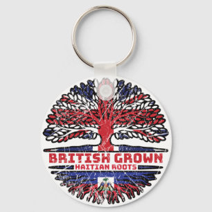 Haiti Haitian Uk United Kingdom British Tree Roots Key Ring