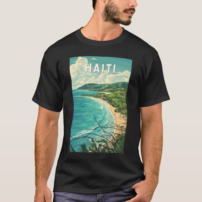 Haiti Illustration Travel Art Vintage T-Shirt (Front)