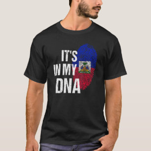 Haiti It S In My Dna Fingerprint Haitian Flag Prid T-Shirt