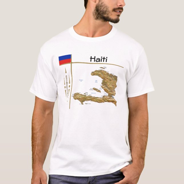 Haiti Map + Flag + Title T-Shirt (Front)