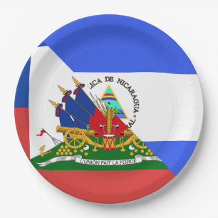 Haiti Nicaragua Flag Half Haitian Nicaraguan Paper Plate