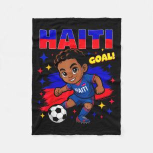 Haiti Soccer Kid Haitian Flag Soccer Player Footba Fleece Blanket