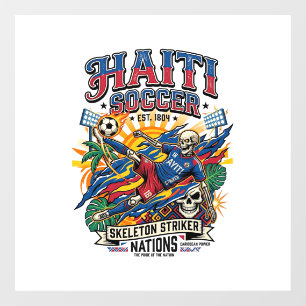 Haiti Soccer Skeleton Striker Nations Poster Style